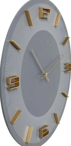 Zegary*KARE Design Zegar ścienny Leonardo Ø49 Cm Szaro-złoty