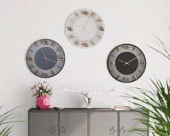 Zegary*KARE Design Zegar ścienny Leonardo Ø49 Cm Szaro-złoty