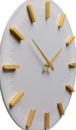 Zegary*KARE Design Zegar ścienny Szary Okrągły Ze Złotymi Wskazówkami Ø40 Cm