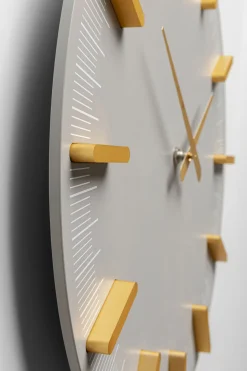 Zegary*KARE Design Zegar ścienny Szary Okrągły Ze Złotymi Wskazówkami Ø40 Cm