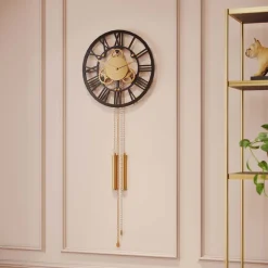 Zegary*KARE Design Zegar Clockwork 46x126 Cm Czarno-złoty