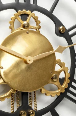 Zegary*KARE Design Zegar Clockwork 46x126 Cm Czarno-złoty