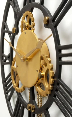 Zegary*KARE Design Zegar Clockwork 46x126 Cm Czarno-złoty
