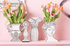 Zegary*KARE Design Zegar Stołowy Biały Wzory Czarne Klasyczne 9x26 Cm