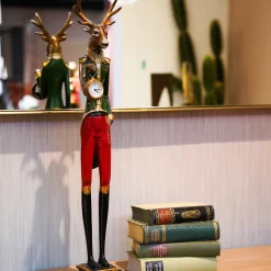 Zegary*KARE Design Zegar Stołowy Gentleman Deer 14x72 Cm Kolorowy