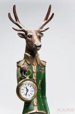 Zegary*KARE Design Zegar Stołowy Gentleman Deer 14x72 Cm Kolorowy