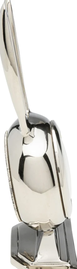 Zegary*KARE Design Zegar Stołowy Srebrny Z Aluminium Królik 10x21 Cm