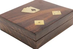 Gry*KARE Design Zestaw Do Gry Karty I 5 Kości Drewno Sheesham Brązowe
