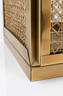 Lampiony I Latarenki*KARE Design Zestaw 2 Dużych Latarenek Złotych Ze Stali Nierdzewnej I Trawy Morskiej
