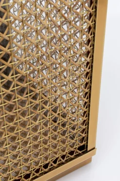 Lampiony I Latarenki*KARE Design Zestaw 2 Dużych Latarenek Złotych Ze Stali Nierdzewnej I Trawy Morskiej