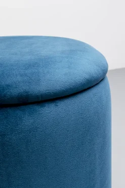 Pufy*KARE Design Zestaw Dwóch Puf Tapicerowanych Ze Schowkiem Niebieskie Podstawy Złote