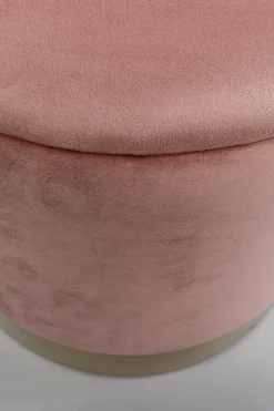 Pufy*KARE Design Zestaw Dwóch Puf Tapicerowanych Ze Schowkiem Różowe Podstawy Złote