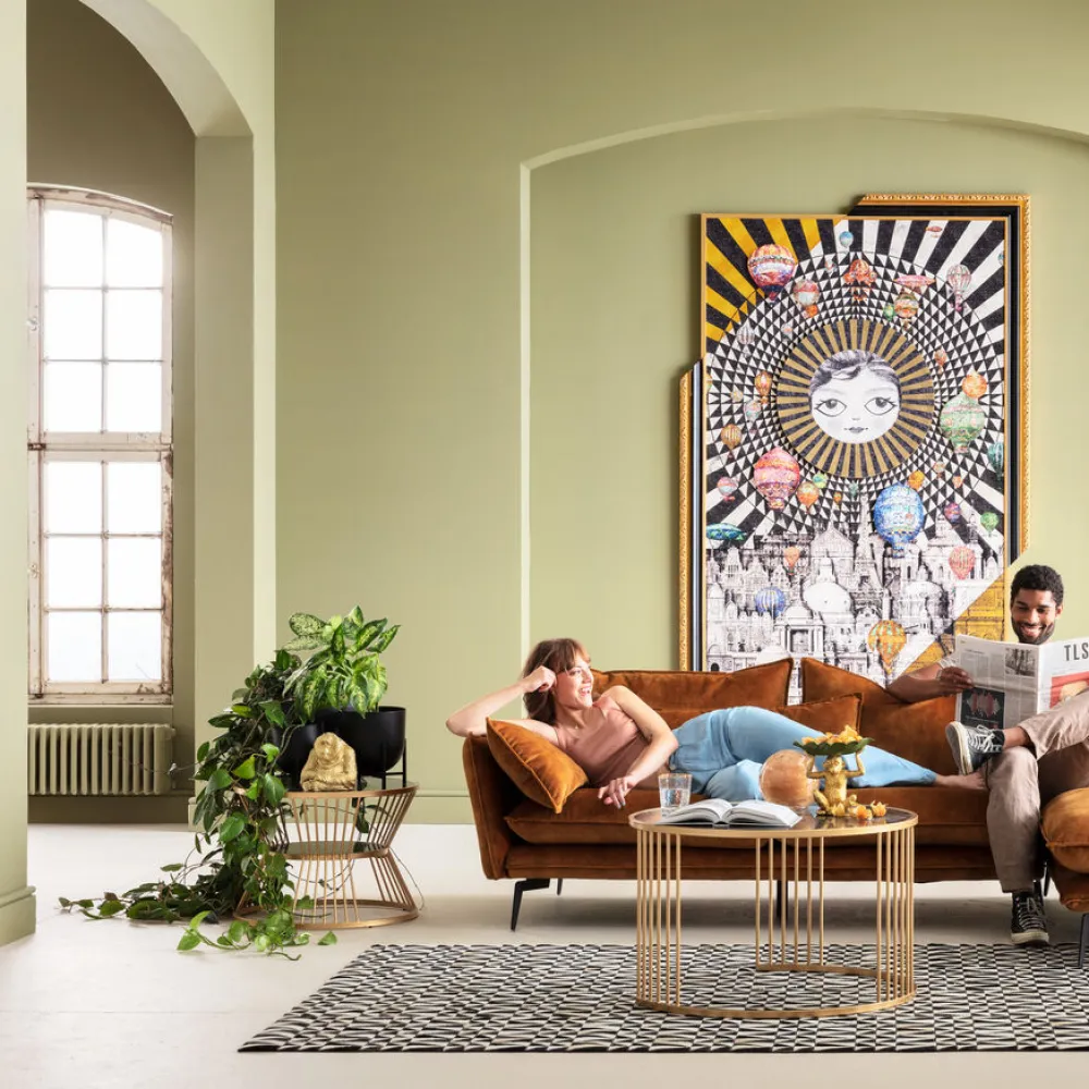 Stoliki Kawowe*KARE Design Zestaw Dwóch Stolików Kawowych Roma - Złote - Blaty Marmur