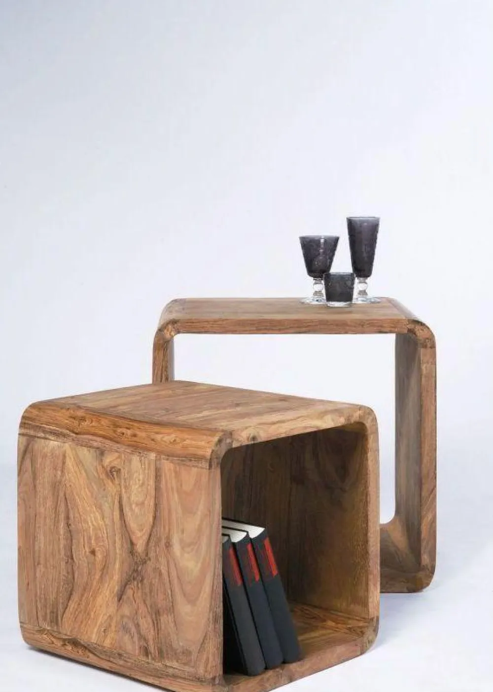 Stoliki Kawowe*KARE Design Zestaw Dwóch Stolików Kawowych Authentico Cube Drewniane