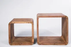 Stoliki Kawowe*KARE Design Zestaw Dwóch Stolików Kawowych Authentico Cube Drewniane