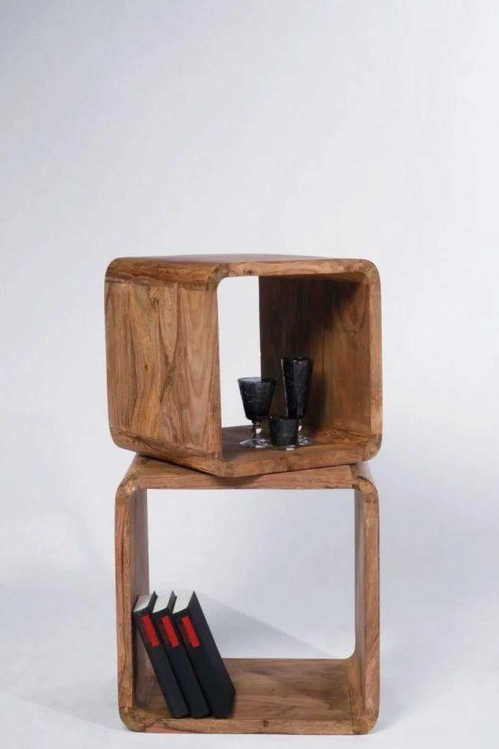 Stoliki Kawowe*KARE Design Zestaw Dwóch Stolików Kawowych Authentico Cube Drewniane