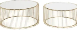 Stoliki Kawowe*KARE Design Zestaw Dwóch Stolików Kawowych Wire Mosiężne