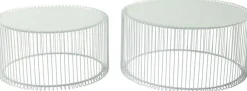 Stoliki Kawowe*KARE Design Zestaw Dwóch Stolików Kawowych Wire Białe