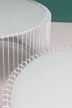Stoliki Kawowe*KARE Design Zestaw Dwóch Stolików Kawowych Wire Białe