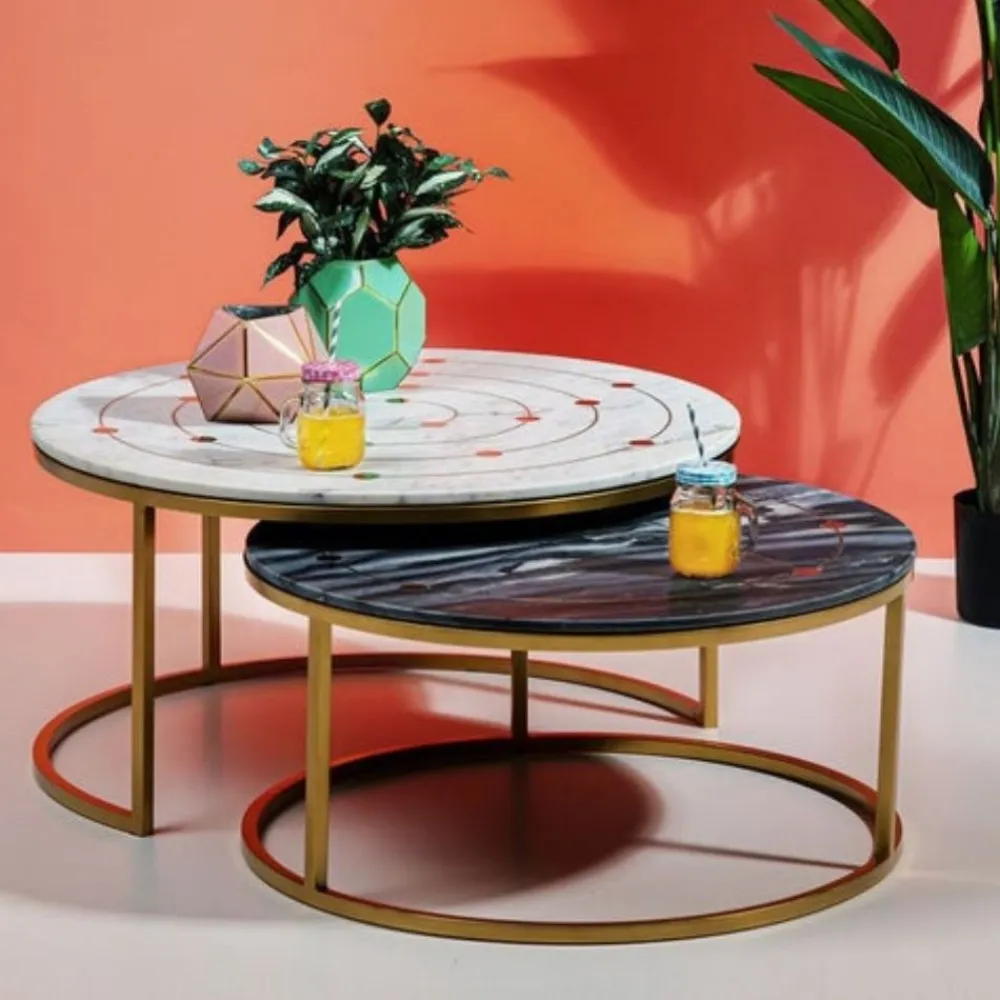 Stoliki Kawowe*KARE Design Zestaw Dwóch Stolików Kawowych Mystic Round Kolorowe Ø90