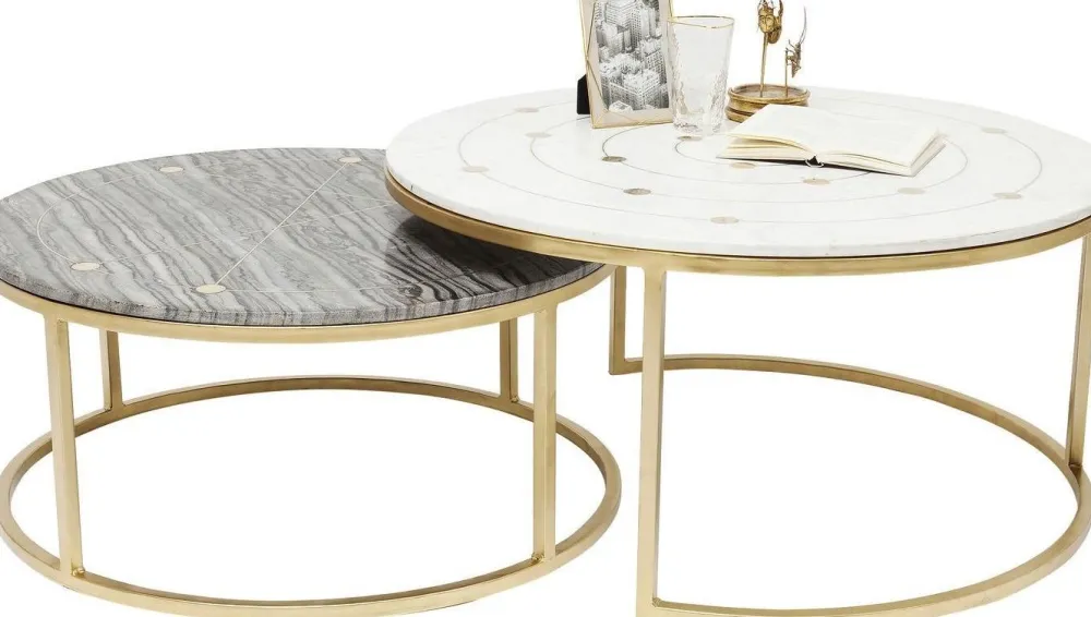 Stoliki Kawowe*KARE Design Zestaw Dwóch Stolików Kawowych Mystic Round Kolorowe Ø90