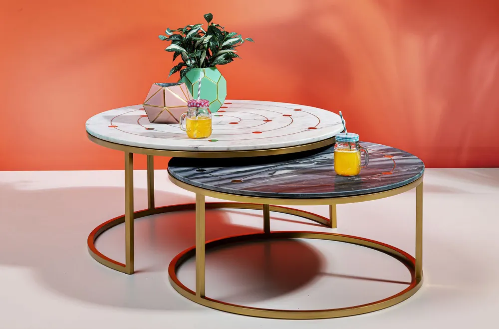 Stoliki Kawowe*KARE Design Zestaw Dwóch Stolików Kawowych Mystic Round Kolorowe Ø90