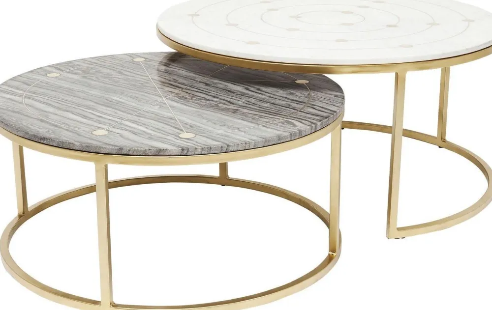 Stoliki Kawowe*KARE Design Zestaw Dwóch Stolików Kawowych Mystic Round Kolorowe Ø90