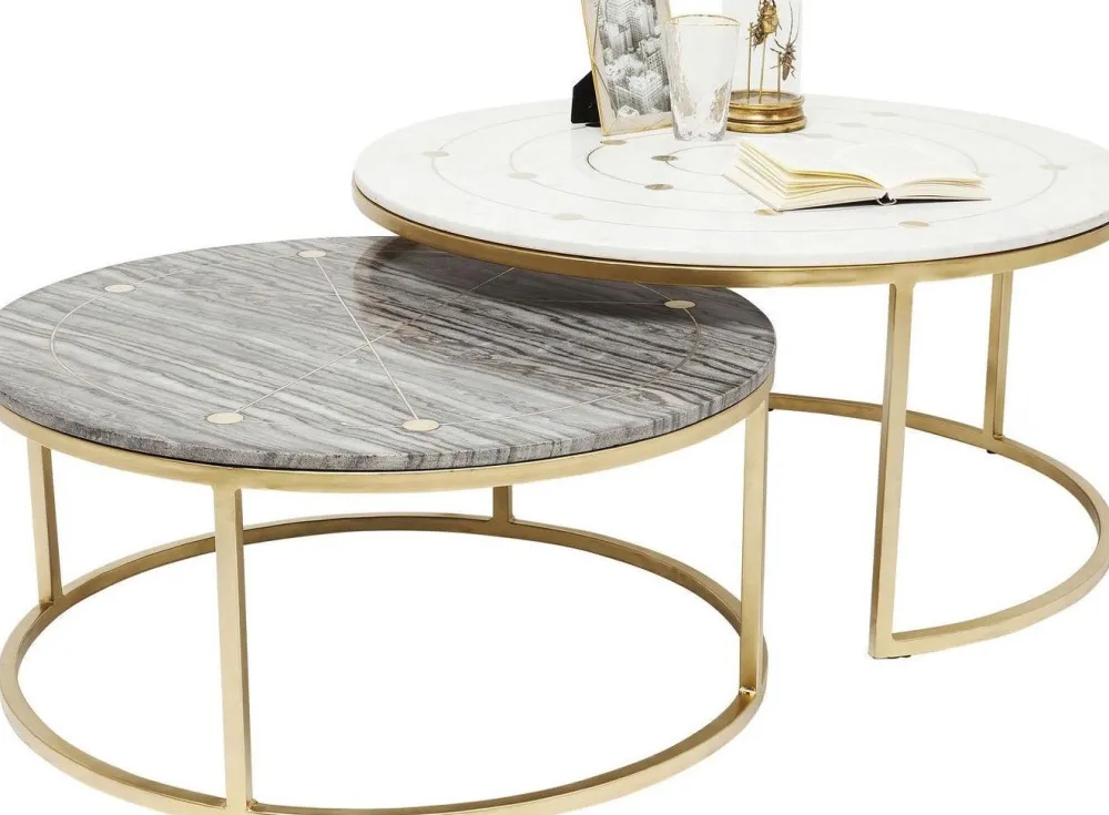 Stoliki Kawowe*KARE Design Zestaw Dwóch Stolików Kawowych Mystic Round Kolorowe Ø90