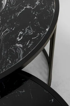 Stoliki Kawowe*KARE Design Zestaw Dwóch Stolików Kawowych Roma Czarne - Blaty Marmurowe