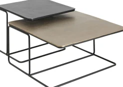 Stoliki Kawowe*KARE Design Zestaw Dwóch Stolików Kawowych Aluminium Złoty I Czarny
