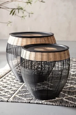 Stoliki Kawowe*KARE Design Zestaw Dwóch Stolików Kawowych African Drums Czarne