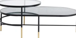 Stoliki Kawowe*KARE Design Zestaw Dwóch Stolików Kawowych Fence - Blaty Szklane