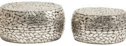 Stoliki Kawowe*KARE Design Zestaw Dwóch Stolików Kawowych Pebbles Deluxe Srebrne