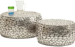 Stoliki Kawowe*KARE Design Zestaw Dwóch Stolików Kawowych Pebbles Deluxe Srebrne