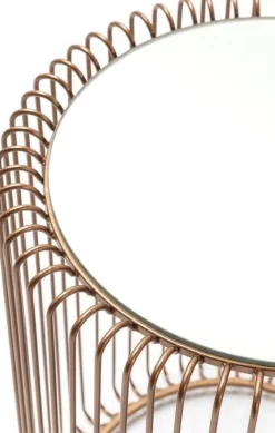 Stoliki Kawowe*KARE Design Zestaw Dwóch Stolików Wire Copper Miedziane - Blaty Lustrzane