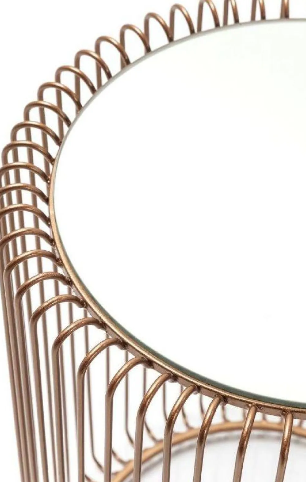 Stoliki Kawowe*KARE Design Zestaw Dwóch Stolików Wire Copper Miedziane - Blaty Lustrzane