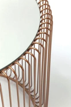 Stoliki Kawowe*KARE Design Zestaw Dwóch Stolików Wire Copper Miedziane - Blaty Lustrzane