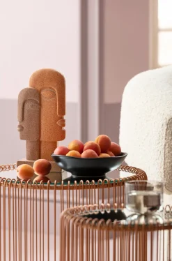Stoliki Kawowe*KARE Design Zestaw Dwóch Stolików Wire Copper Miedziane - Blaty Lustrzane