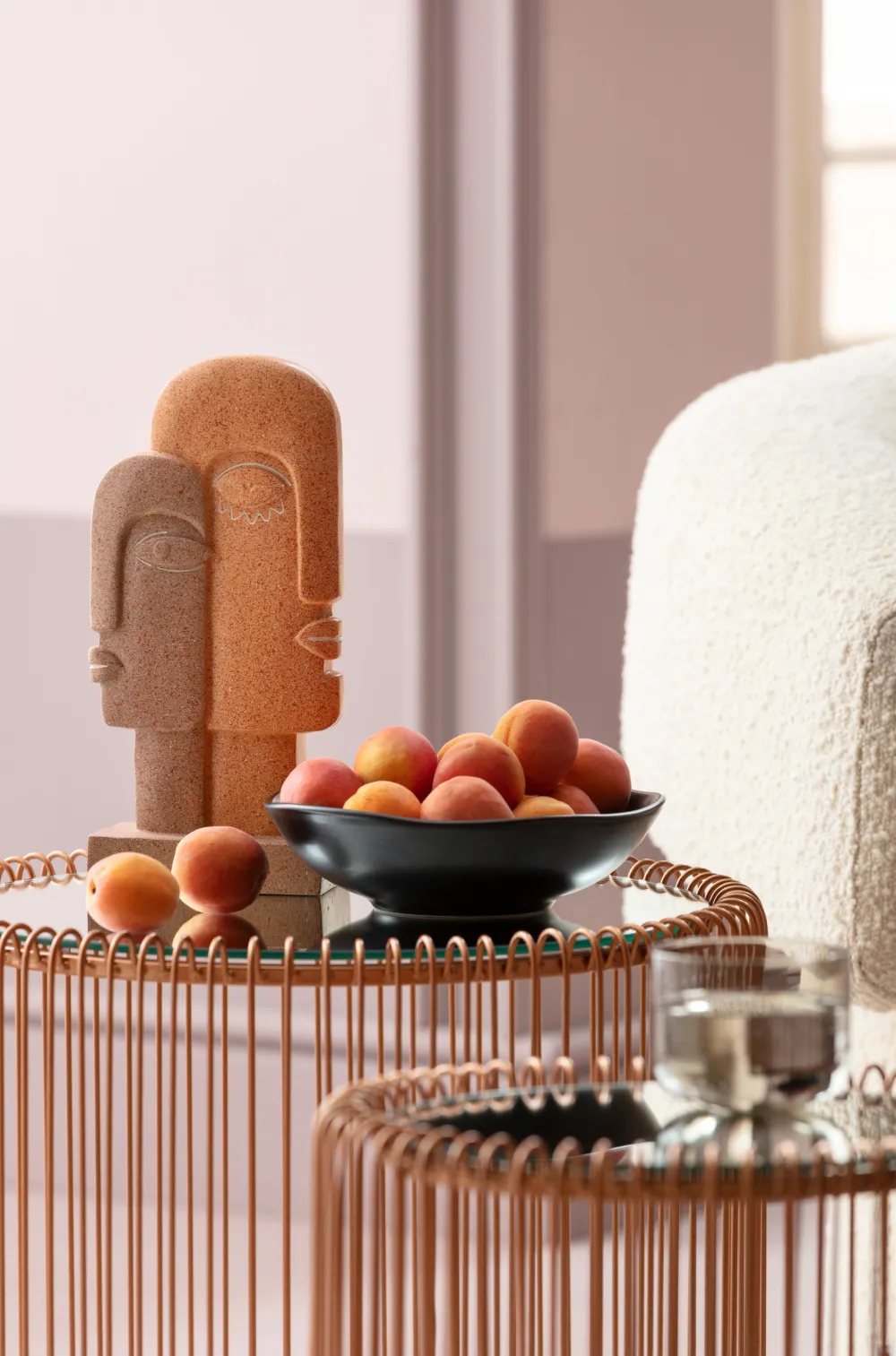 Stoliki Kawowe*KARE Design Zestaw Dwóch Stolików Wire Copper Miedziane - Blaty Lustrzane