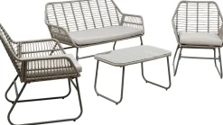 Sofy*KARE Design Zestaw Ogrodowy 4-elementowy Sofa, 2 Fotele I Stolik Kawowy
