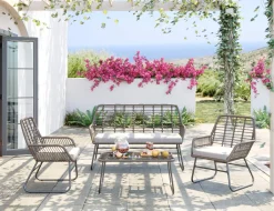 Sofy*KARE Design Zestaw Ogrodowy 4-elementowy Sofa, 2 Fotele I Stolik Kawowy