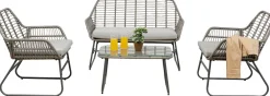 Sofy*KARE Design Zestaw Ogrodowy 4-elementowy Sofa, 2 Fotele I Stolik Kawowy