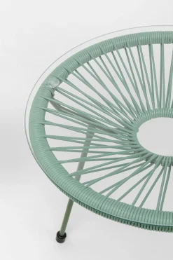 Stoliki Kawowe|Fotele*KARE Design Zestaw Ogrodowy Fotel żyłkowy I Stolik Okrągły Kolor Zielony