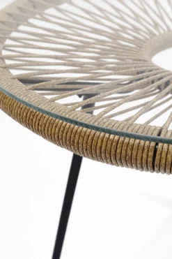Stoliki Kawowe|Fotele*KARE Design Zestaw Ogrodowy Fotel żyłkowy I Stolik Okrągły Kolor Naturalny