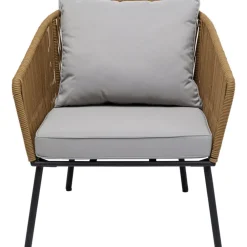 Sofy*KARE Design Zestaw Ogrodowy Szaro-naturalny 4-set Sofa, Stolik I 2 Fotele