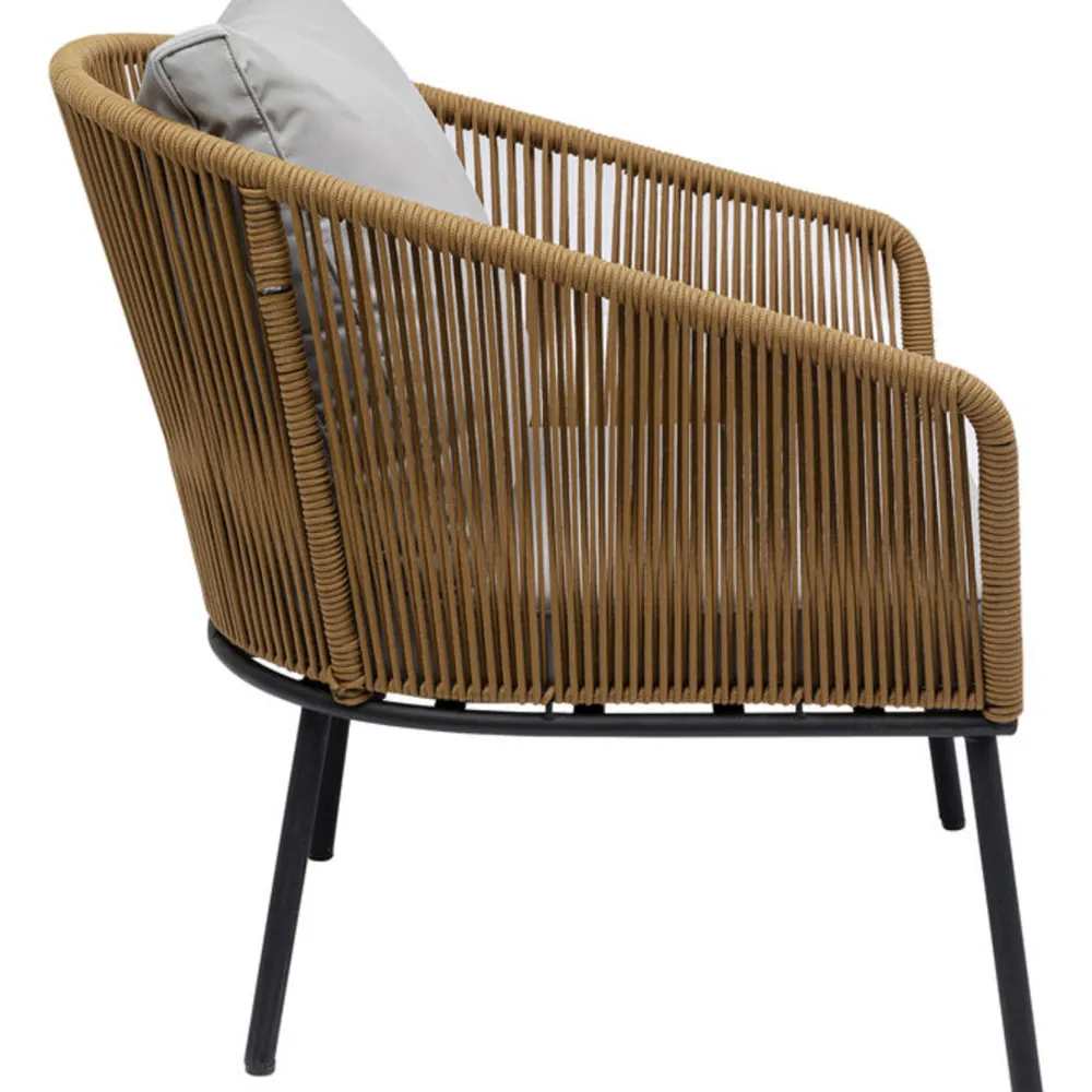 Sofy*KARE Design Zestaw Ogrodowy Szaro-naturalny 4-set Sofa, Stolik I 2 Fotele
