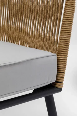 Sofy*KARE Design Zestaw Ogrodowy Szaro-naturalny 4-set Sofa, Stolik I 2 Fotele