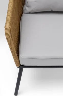 Sofy*KARE Design Zestaw Ogrodowy Szaro-naturalny 4-set Sofa, Stolik I 2 Fotele