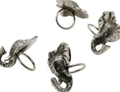Zastawa Stołowa|Akcesoria Do Kuchni*KARE Design Zestaw 4 Pierścieni Na Serwetki Aluminiowe Srebrne Motyw Słoni