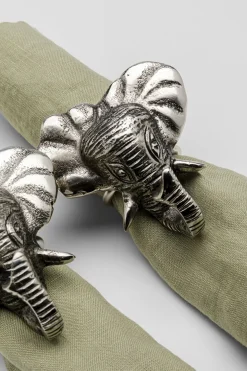 Zastawa Stołowa|Akcesoria Do Kuchni*KARE Design Zestaw 4 Pierścieni Na Serwetki Aluminiowe Srebrne Motyw Słoni